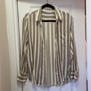 Gold chain print zara blouse size M